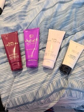 Coach + Versace Fragrance Body Lotions Set - Pink, Purple, Burgundy, Cream